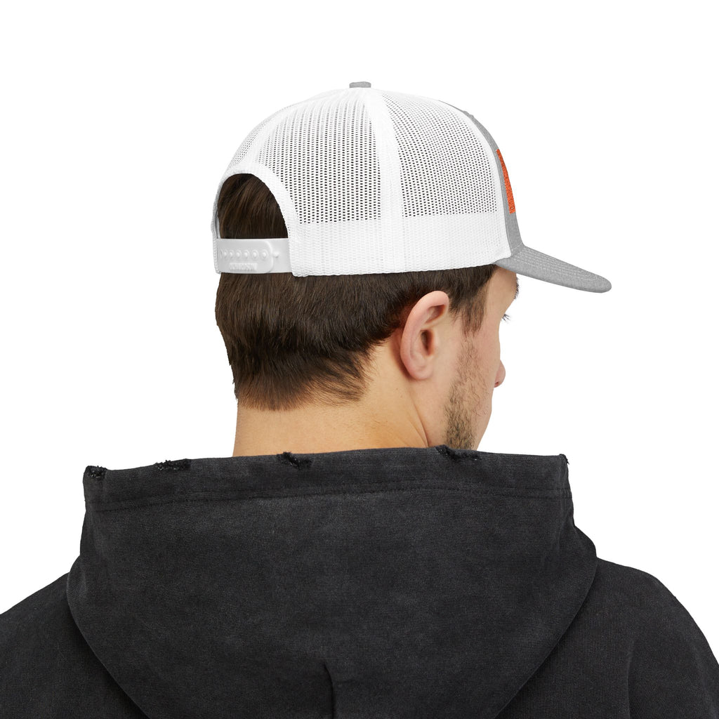 GARAEHEE Embroidered Trucker Cap — Retro Orange Patch Snapback Hat