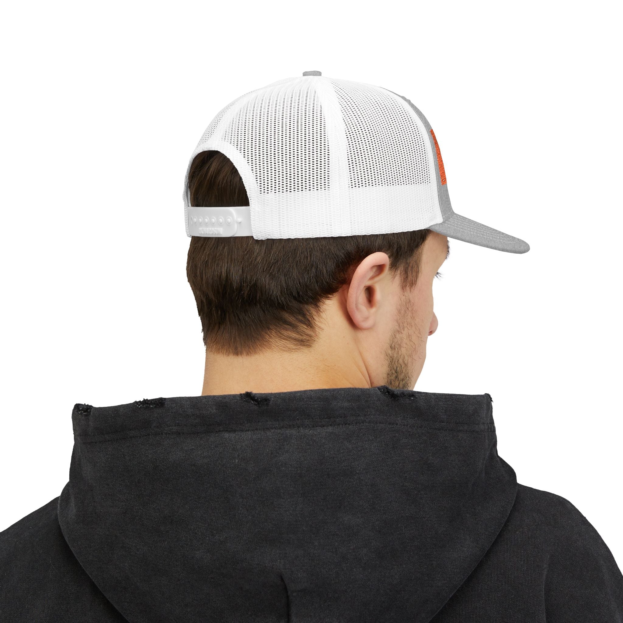 GARAEHEE Embroidered Trucker Cap — Retro Orange Patch Snapback Hat