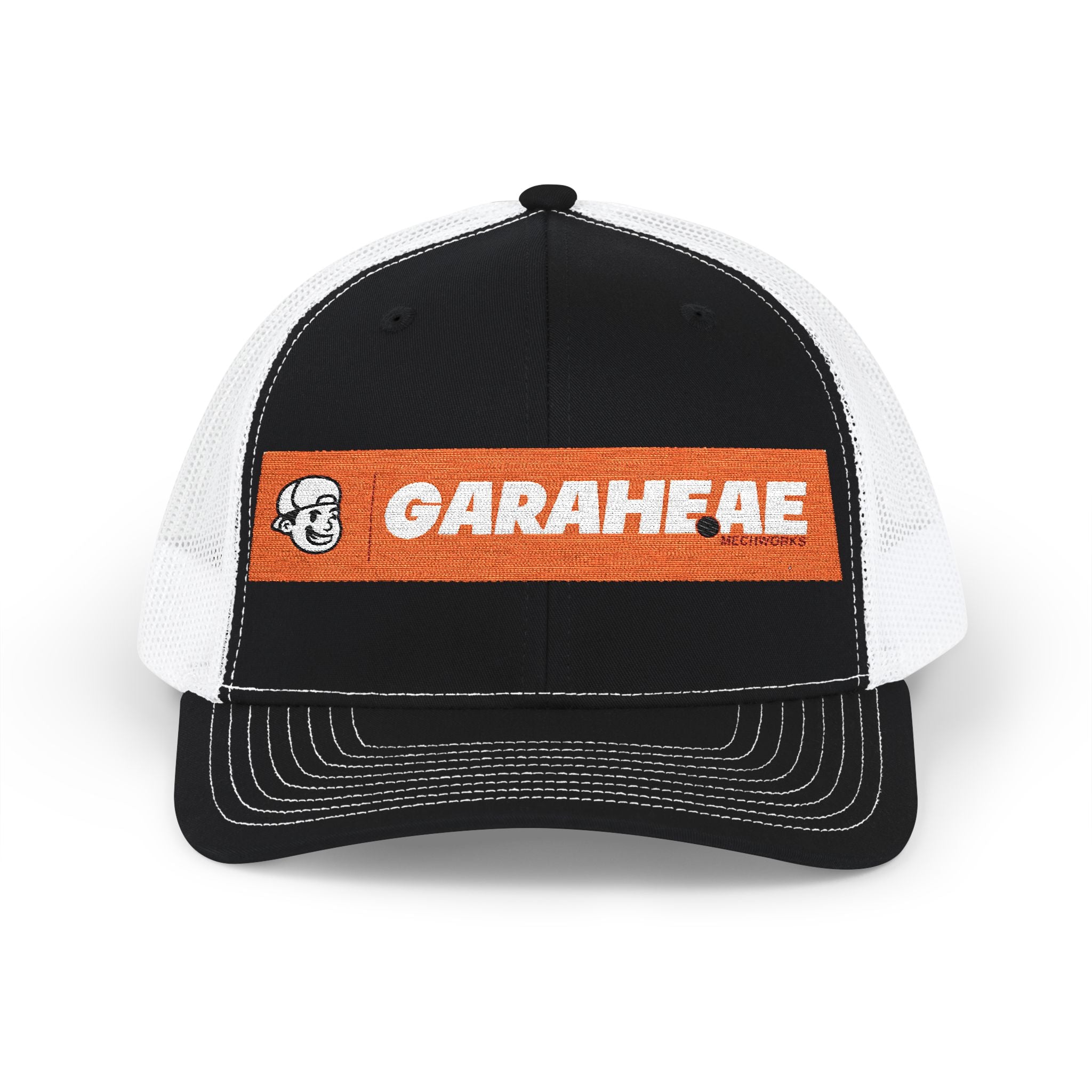 GARAEHEE Embroidered Trucker Cap — Retro Orange Patch Snapback Hat