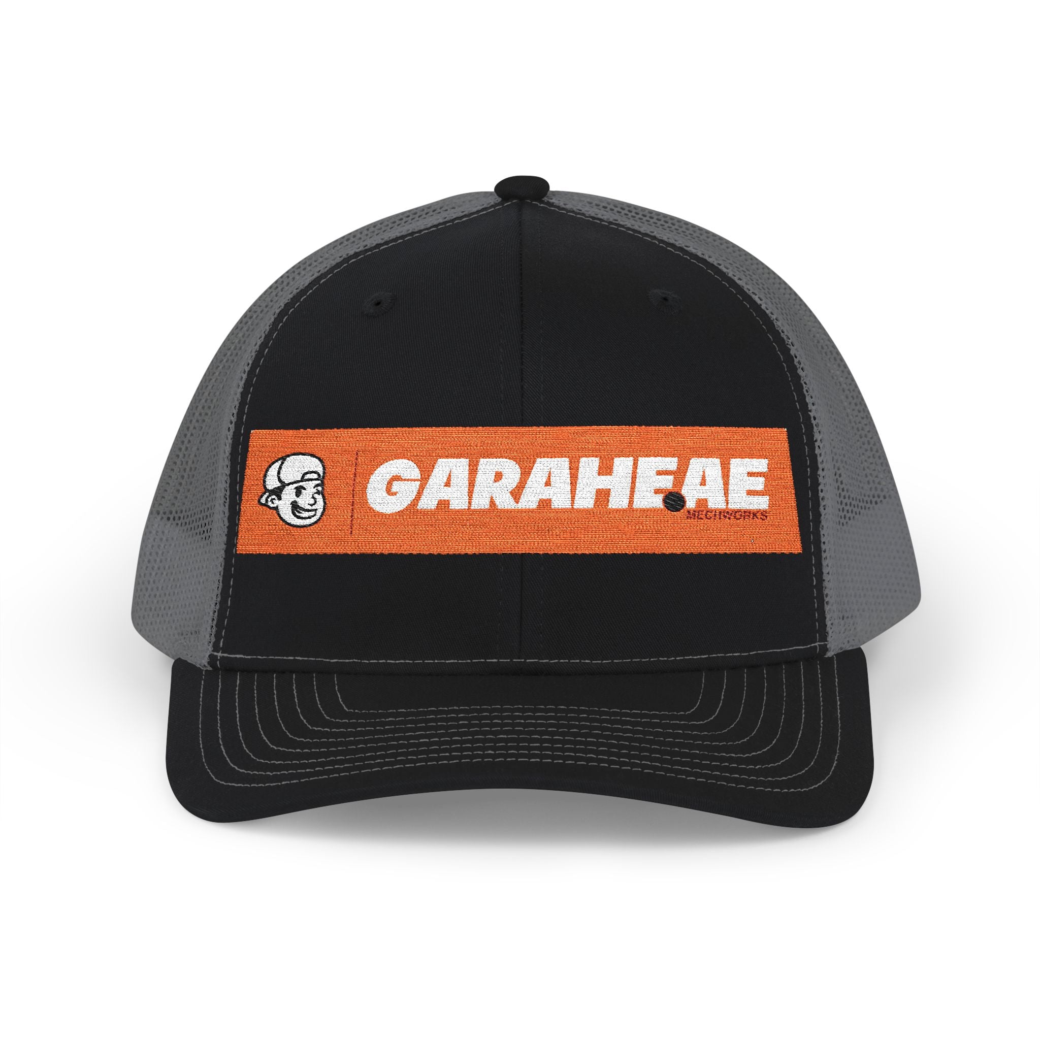 GARAEHEE Embroidered Trucker Cap — Retro Orange Patch Snapback Hat