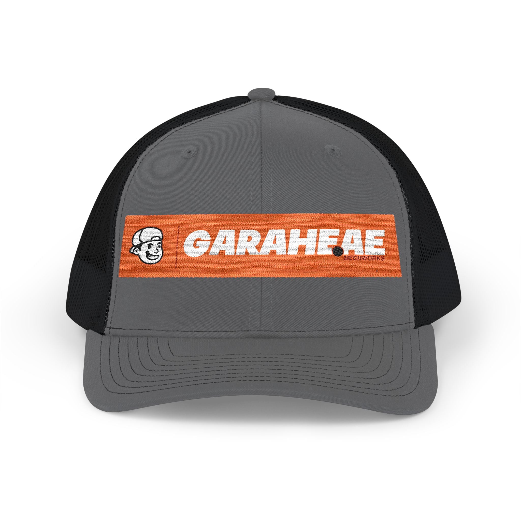 GARAEHEE Embroidered Trucker Cap — Retro Orange Patch Snapback Hat