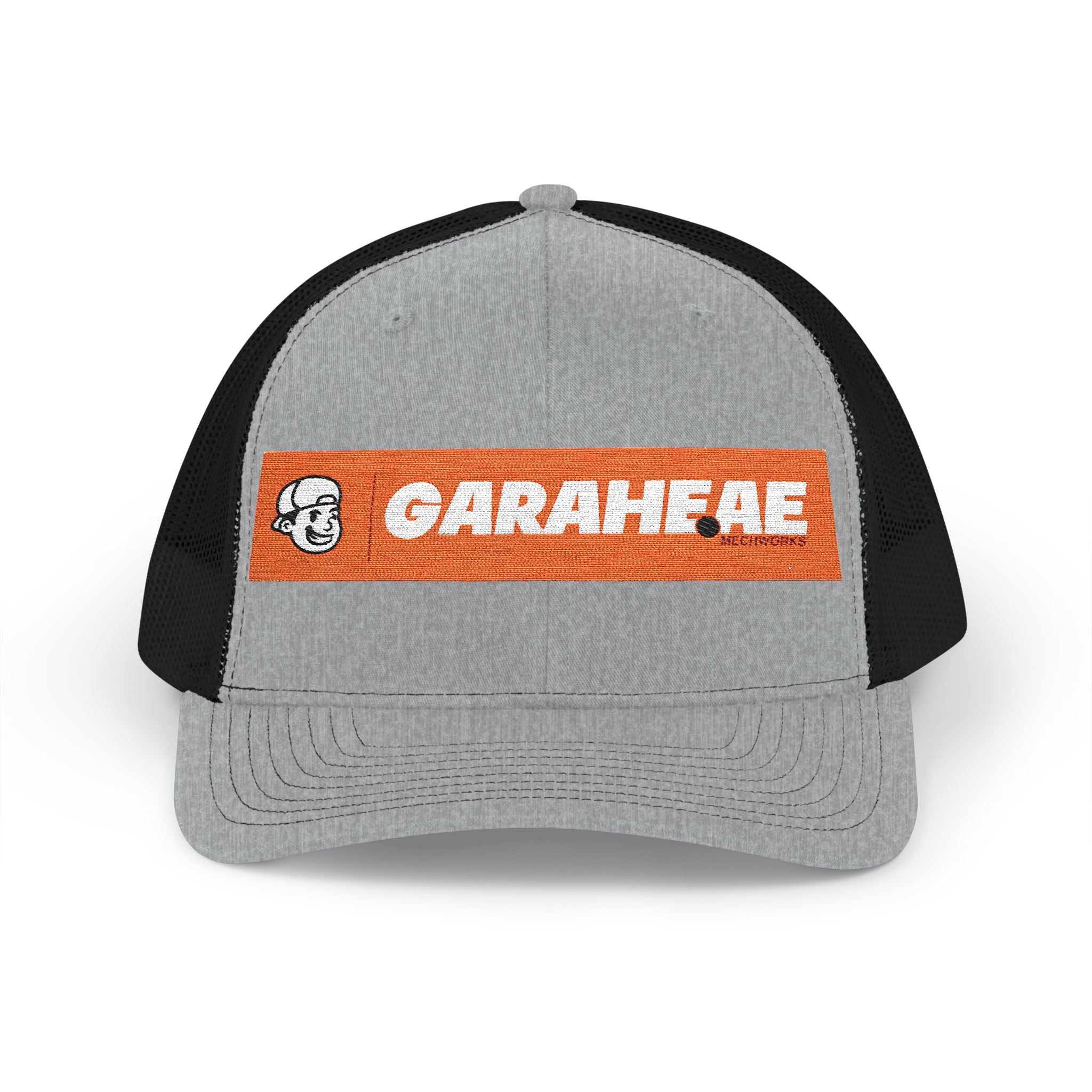GARAEHEE Embroidered Trucker Cap — Retro Orange Patch Snapback Hat