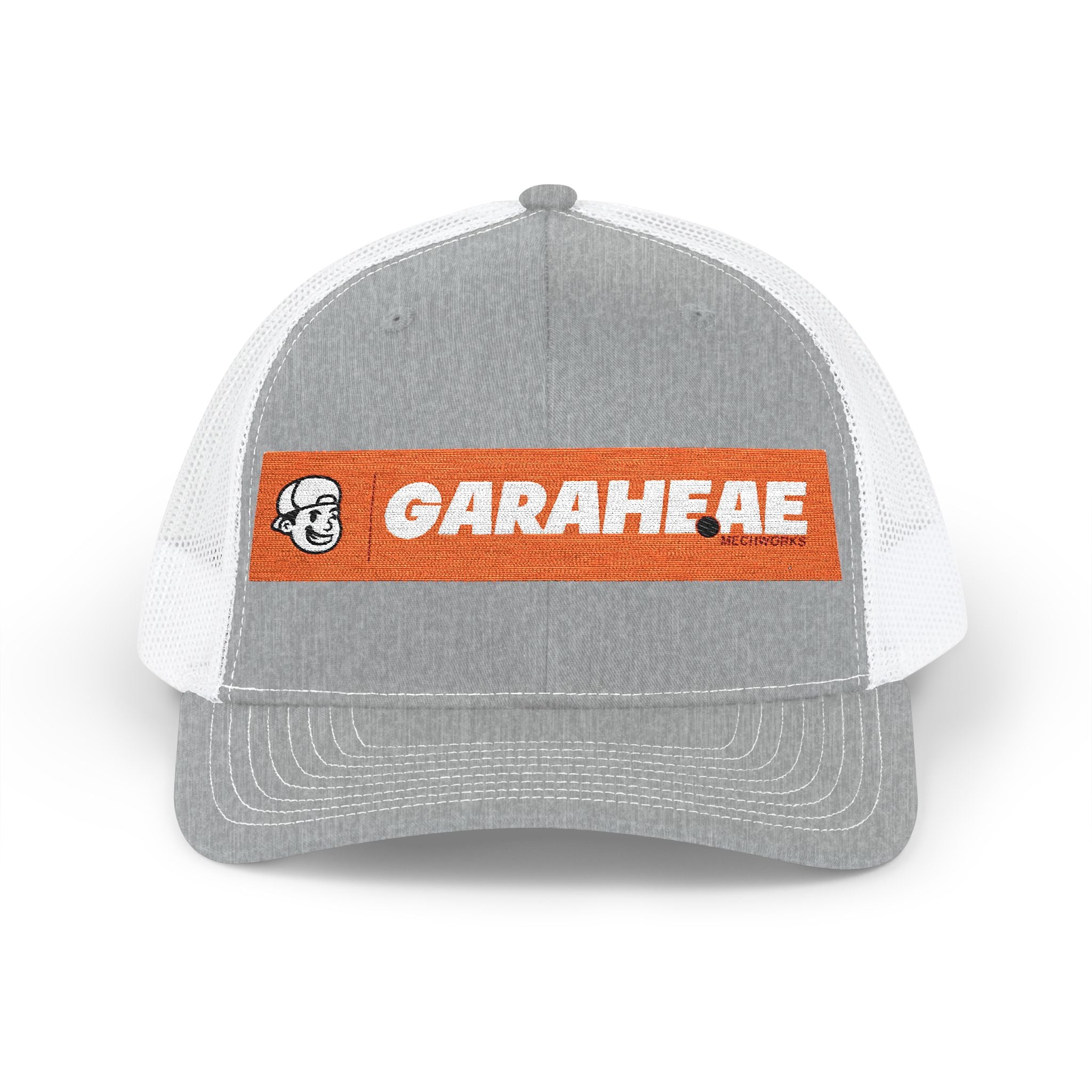 GARAEHEE Embroidered Trucker Cap — Retro Orange Patch Snapback Hat
