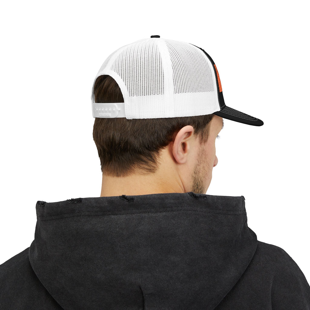 GARAEHEE Embroidered Trucker Cap — Retro Orange Patch Snapback Hat