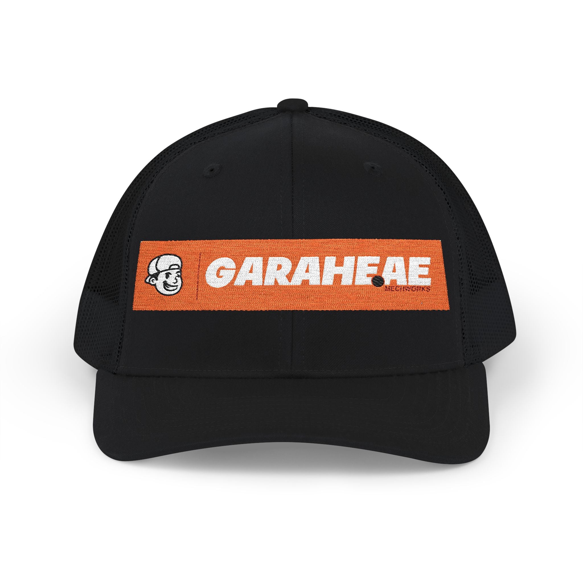 GARAEHEE Embroidered Trucker Cap — Retro Orange Patch Snapback Hat